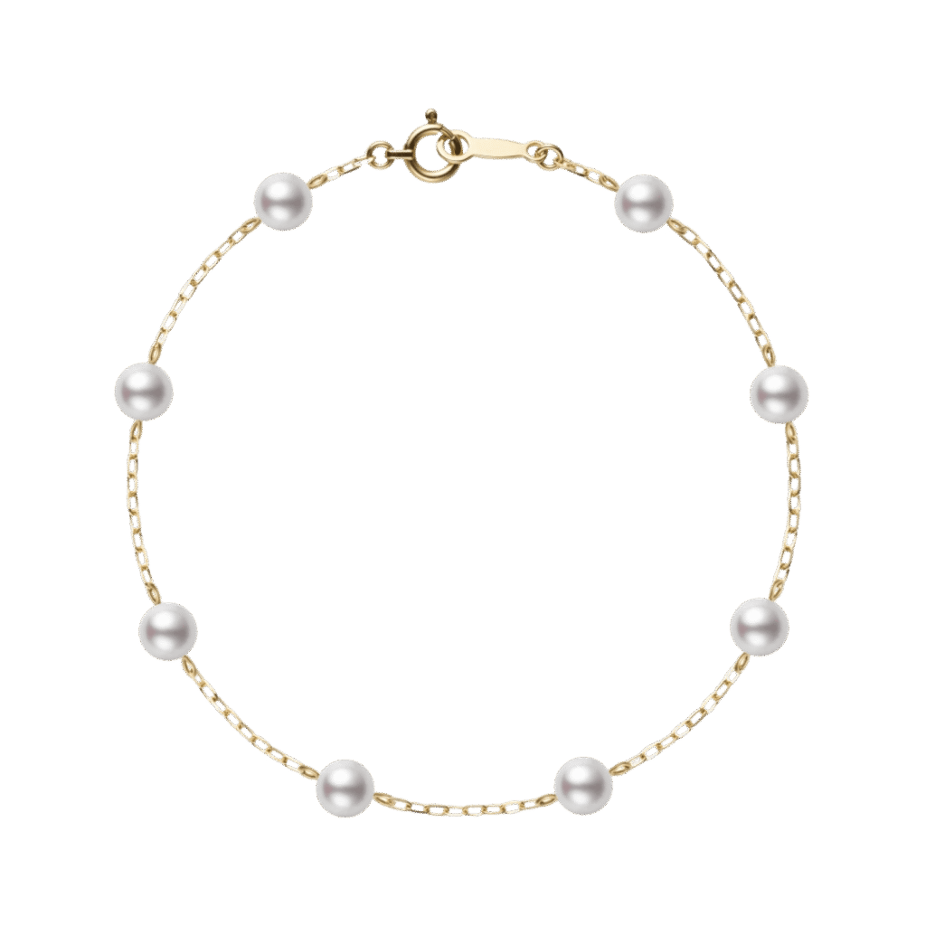 Mikimoto Akoya Cultured Pearl Station Bracelet in 18K Yellow Gold