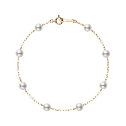 Mikimoto Akoya Cultured Pearl Station Bracelet in 18K Yellow Gold