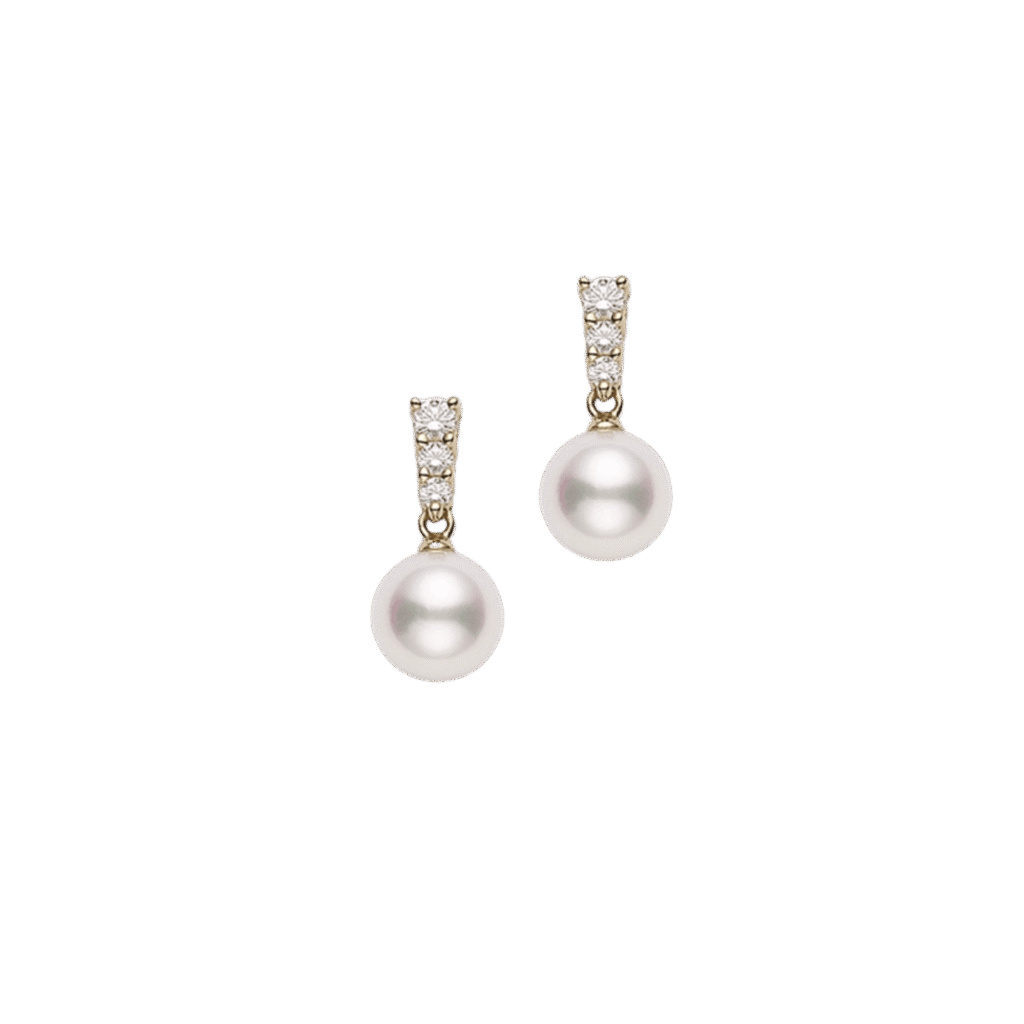 Mikimoto Morning Dew Diamonds Akoya Pearl Earrings