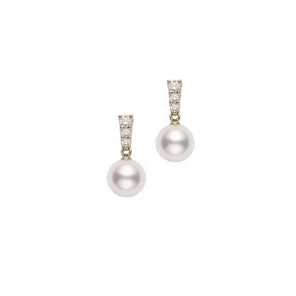 Mikimoto Morning Dew Diamonds Akoya Pearl Earrings