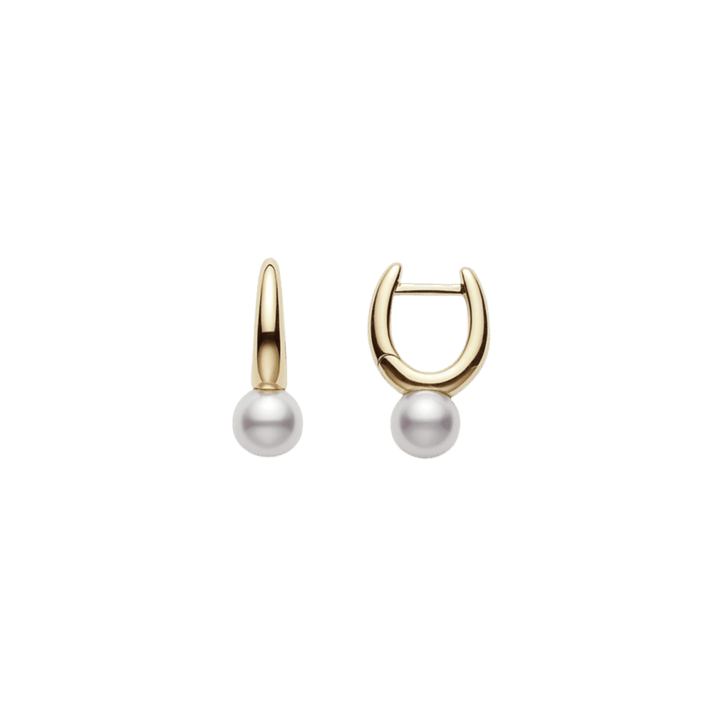 Classic Elegance Akoya Pearl Hoop Earrings in 18k Yellow Gold