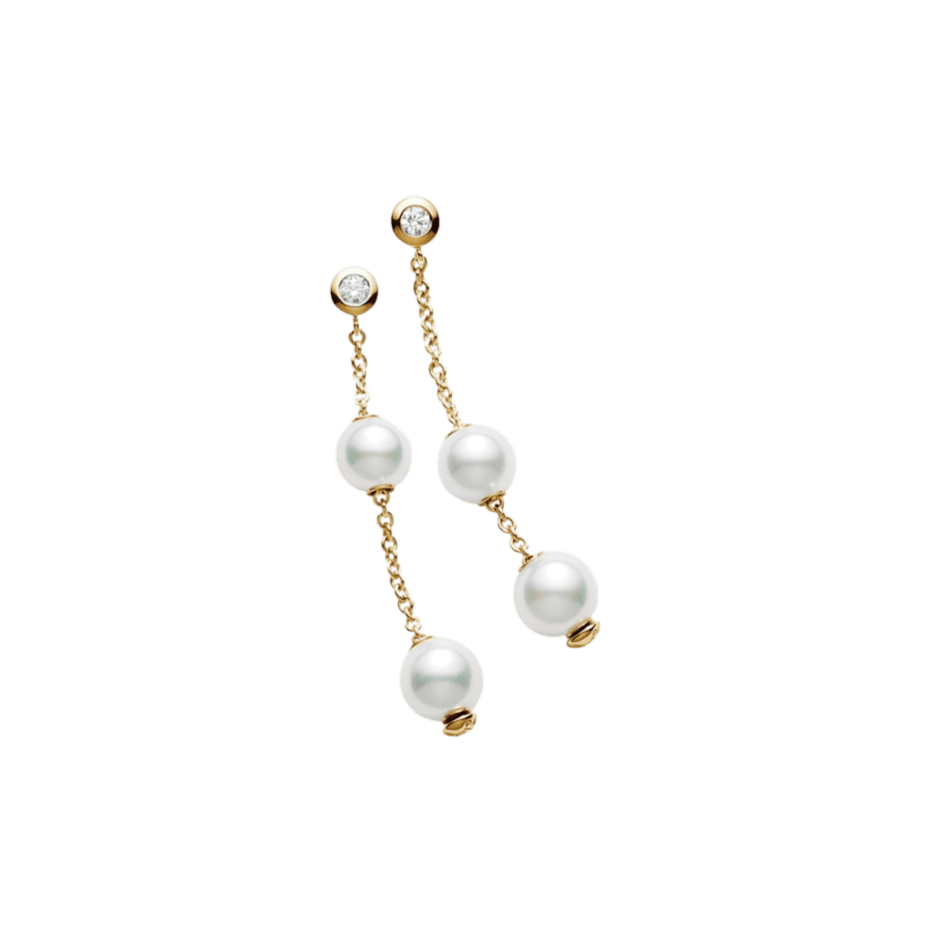 Mikimoto Pearls in Motion Earrings in Yellow Gold
