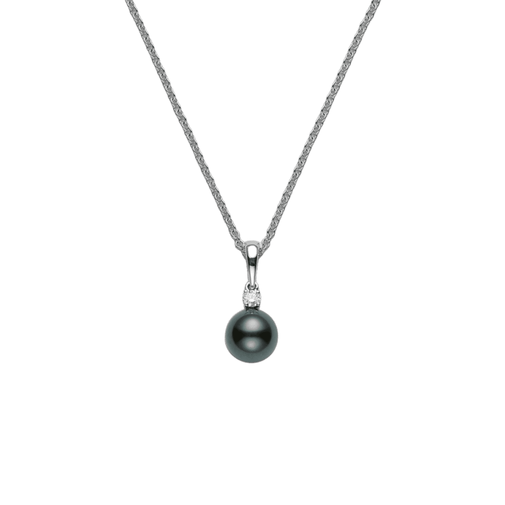 Black South Sea Cultured Pearl and Diamond Pendant in 18K White Gold