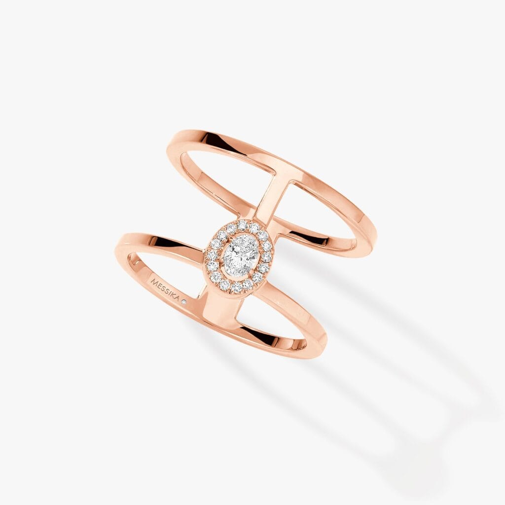 Glam'Azone Pink Gold 2 Rows Diamond Ring