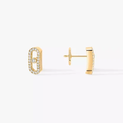 Move Uno Pavé Diamond Yellow Gold Stud Earrings