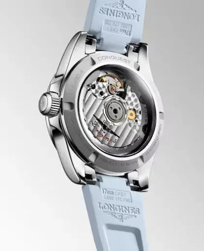 Back Longines Conquest Automatic, Sunray Blue Dial and Blue Strap Watch