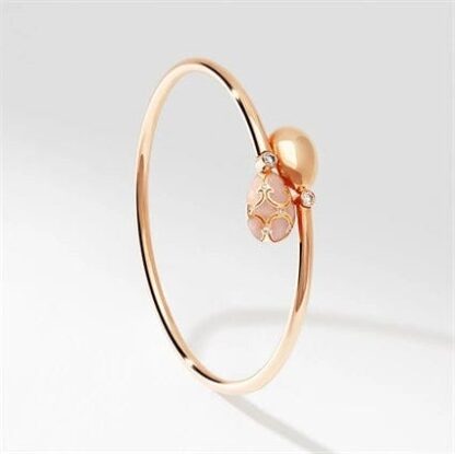 Handcrafted Fabergé rose gold and pink enamel bracelet.