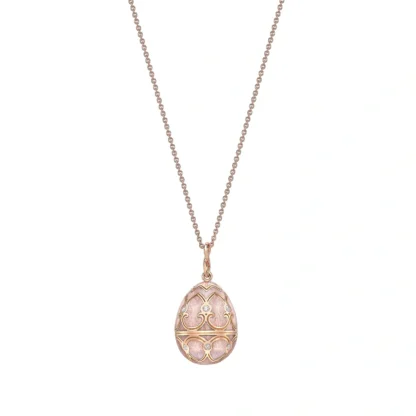 Fabergé Heritage Pink Guilloché Enamel Egg Pendant - pendant view