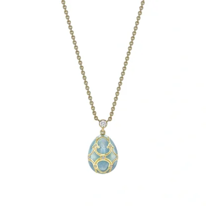 Faberge Heritage Turquoise Guilloché Enamel Petite Egg Pendant - pendant view