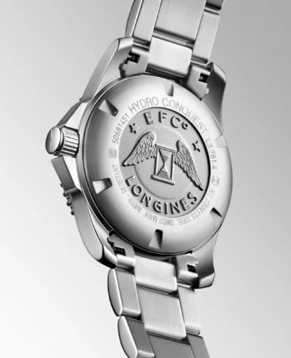 HydroConquest 41mm,Stainless Steel, Sunray Blue Dial back view
