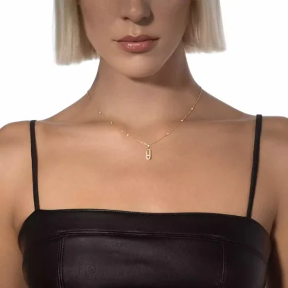 Long Yellow Gold Diamond Necklace
