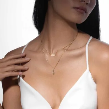 Messika Move Uno 2 Rows Yellow Gold Diamond Necklace