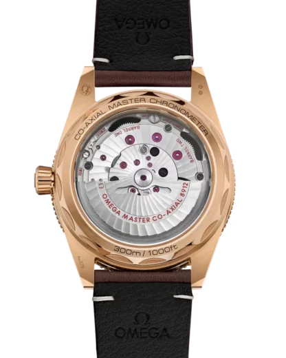 back view - Seamaster 300 41 mm, Bronze gold on brown leather strap