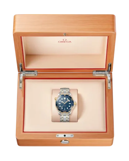 Seamaster Diver 300M Watch 42mm, Blue Dial, Gold & Steel Bracelet in the box