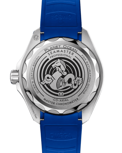 OMEGA Seamaster Planet Ocean 6000M Ultra Deep: 45.5 mm O-MEGASTEEL case, white dial, rubber strap, and 60-hour power reserve. Dive into precision.- Back