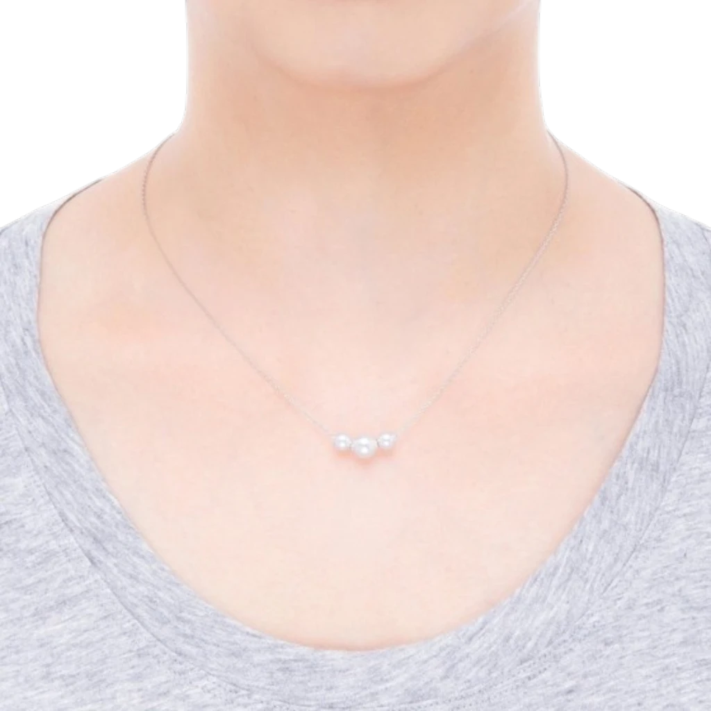 Pearls in Motion Akoya Cultured Pearl Necklace in 18K White Gold - Image 3