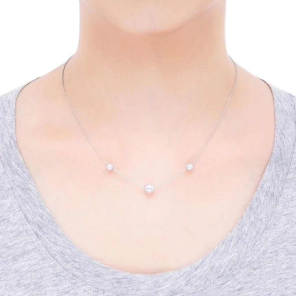 Pearls in Motion Akoya Cultured Pearl Necklace in 18K White Gold - Image 4