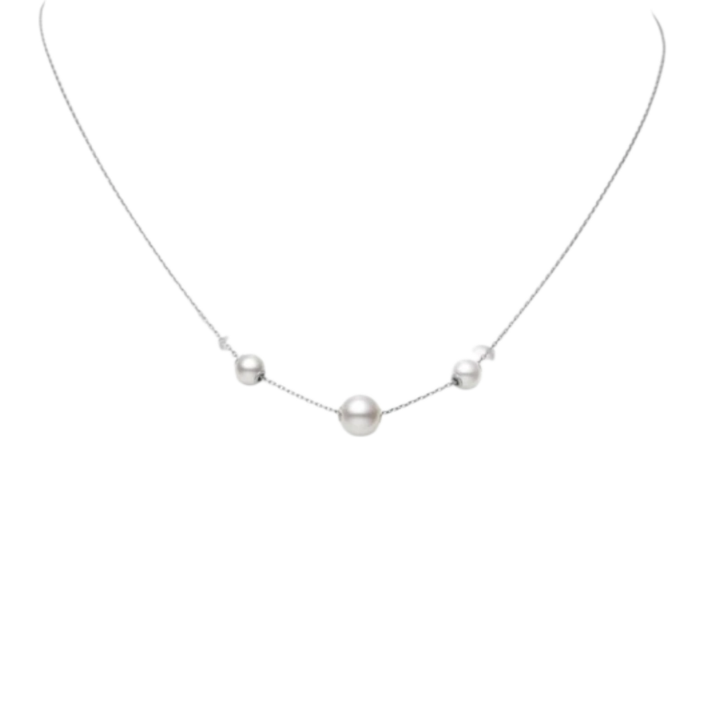 Pearls in Motion Akoya Cultured Pearl Necklace in 18K White Gold - Image 2