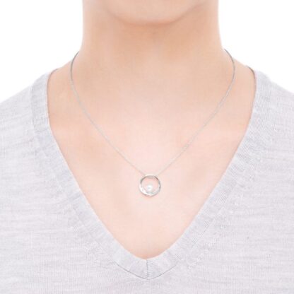 Akoya Cultured Pearl Circle Pendant in 18K White Gold - model