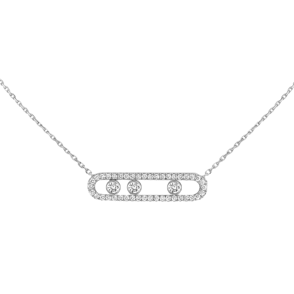 Move Pavé White Gold Diamond Necklace