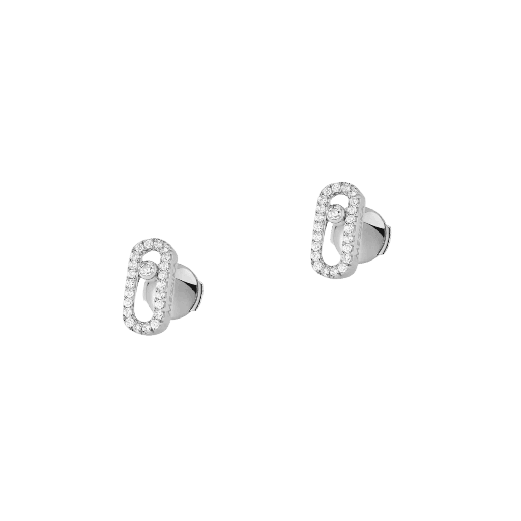 Move Uno Pavé Diamond White Gold Stud Earrings