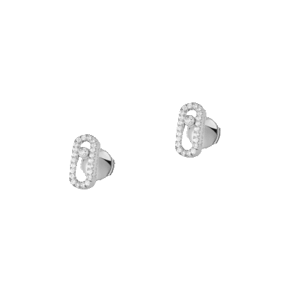 Move Uno Pavé Diamond White Gold Stud Earrings