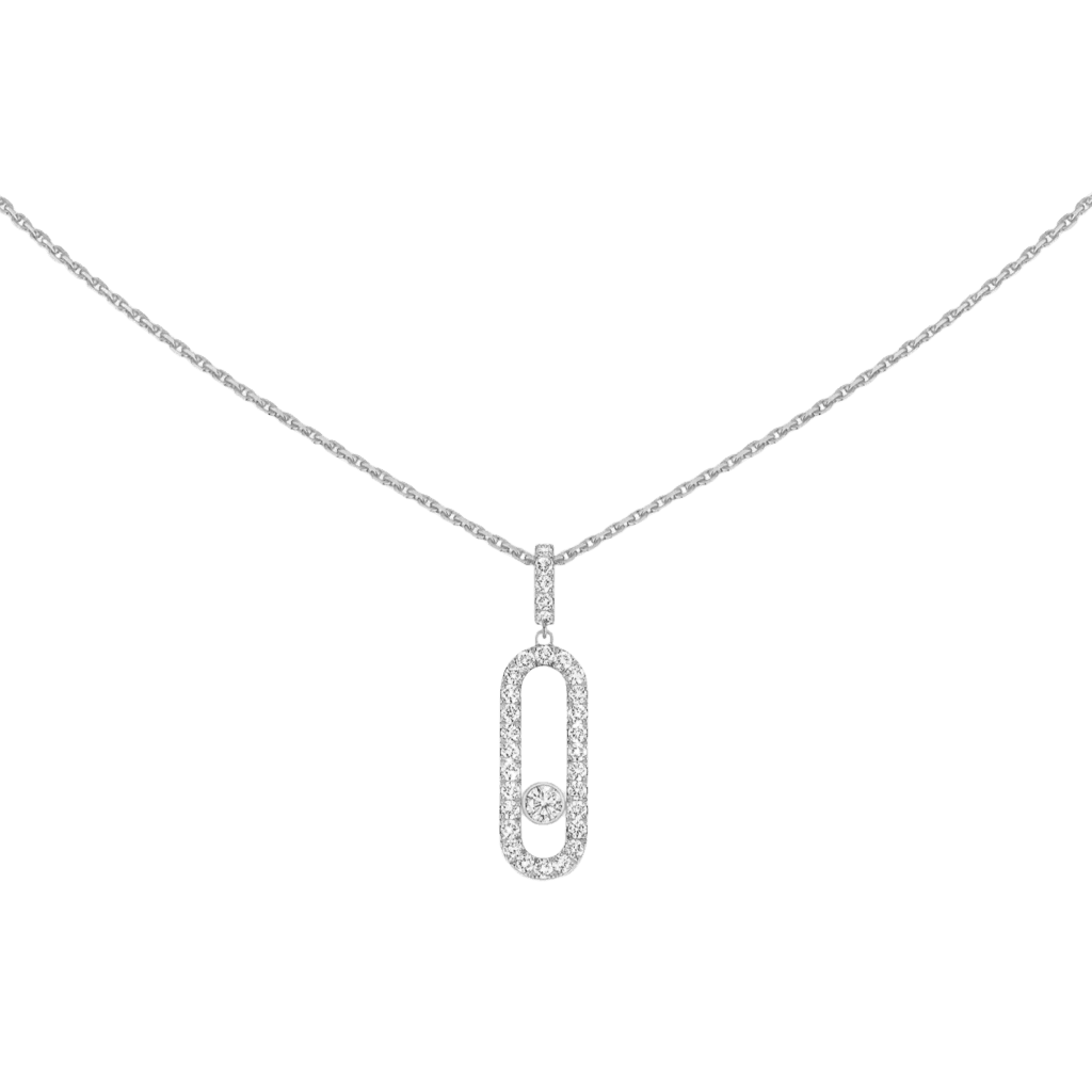 Messika Move Uno Pavé LM White Gold Necklace