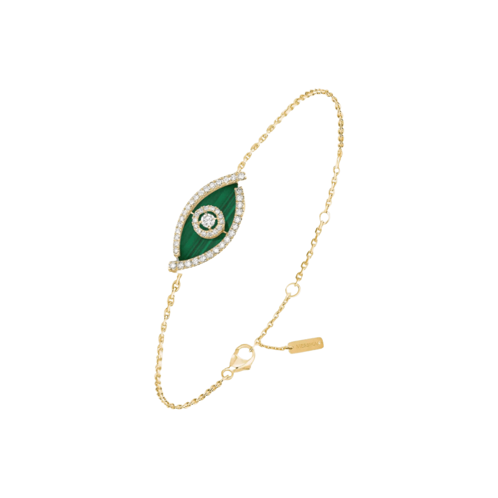 Messika Lucky Eye Malachite Yellow Gold Diamond Bracelet