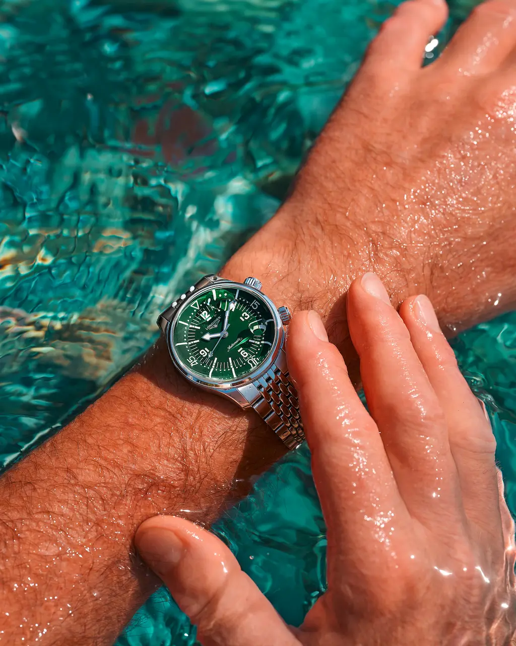 Longines Legend Diver 39mm, Stainless Steel, Green Lacquered Polished Dial - Image 7