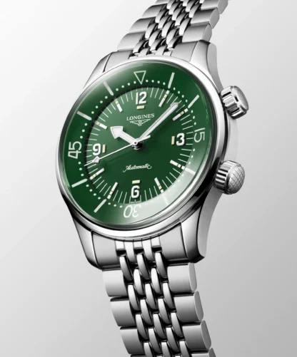 Legend Diver 39mm, Stainless Steel, Green Lacquered Polished