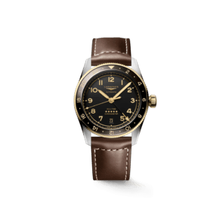 Longines Spirit Zulu Time 39mm, Anthracite Dial, Brown Leather Strap