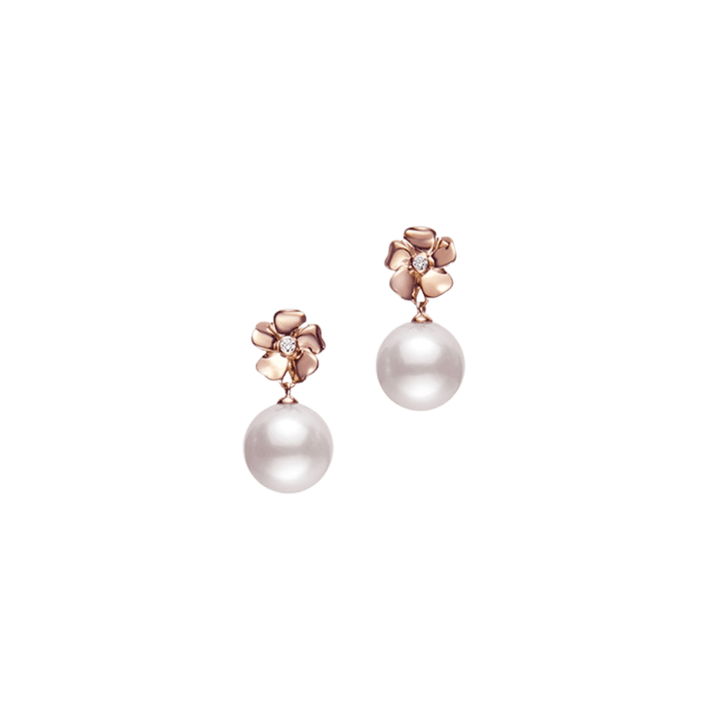 Mikimoto Cherry Blossom Akoya Pearl Earrings in 18K Pink Gold