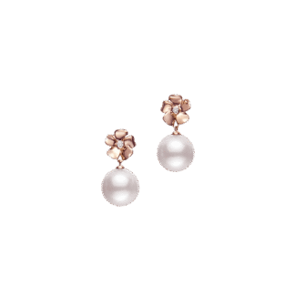 Mikimoto Cherry Blossom Akoya Pearl Earrings in 18K Pink Gold