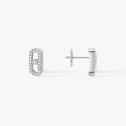 Messika Move Uno Pavé Diamond White Gold Stud Earrings