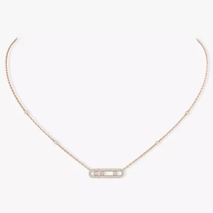 Baby Move Pavé Pink Gold Diamond Necklace