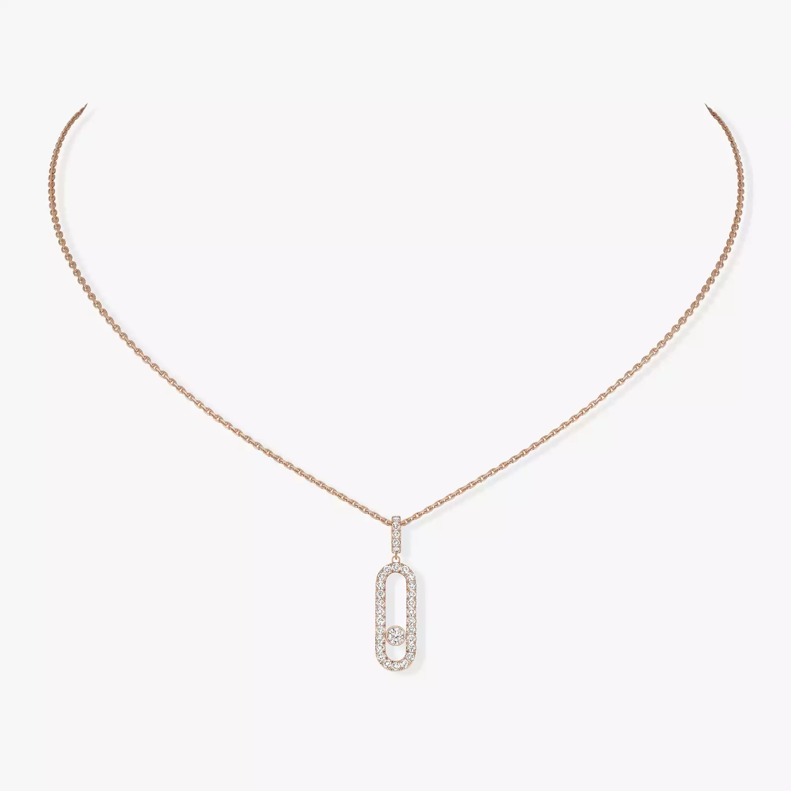 Messika Move Uno Pavé LM Rose Gold Necklace