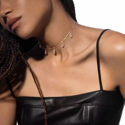Move Uno Pavé Drop Yellow Gold Pendant Choke