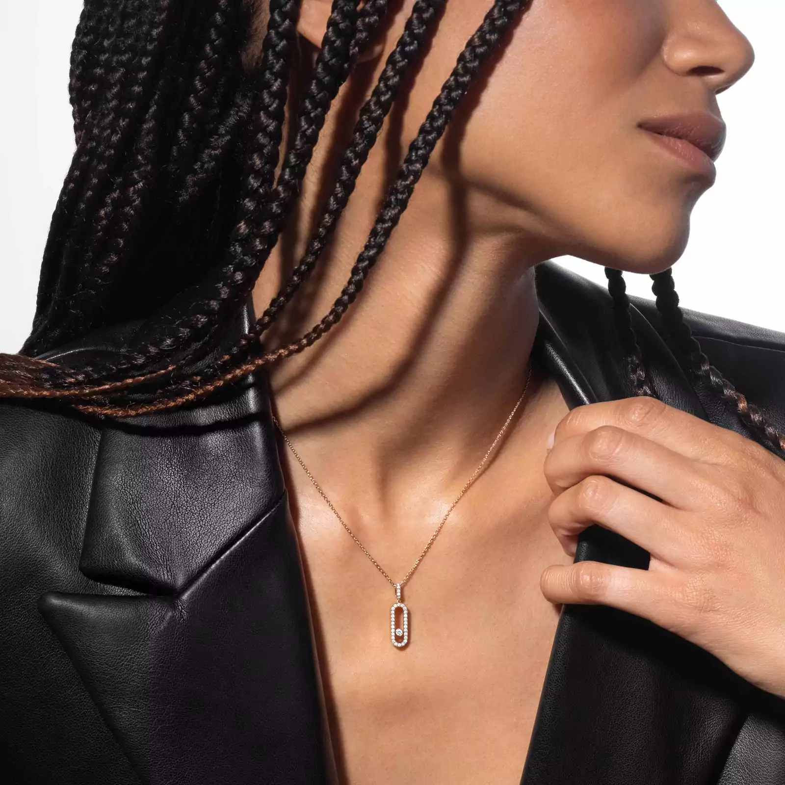 Move Uno Pavé LM Rose Gold Diamond Necklace