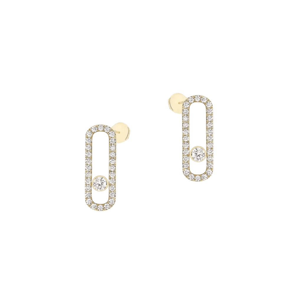 Move Uno Pavé-Set Diamond Earrings in Yellow Gold