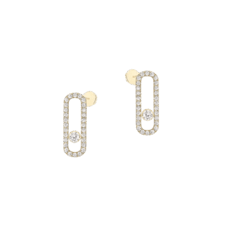 Move Uno Pavé-Set Diamond Earrings in Yellow Gold