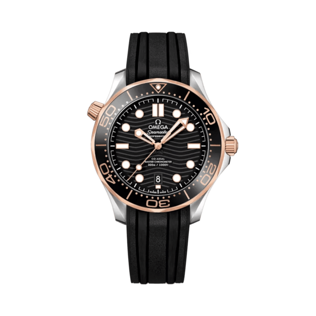 OMEGA Seamaster Diver 300M 42mm, steel - Sedna™ gold on rubber strap
