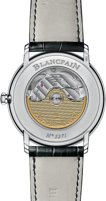 back case of the Blancpain Villeret Ultraplate 40 mm, Black Leather Strap