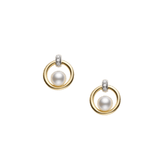 Mikimoto Akoya Cultured Pearl and Diamond Circle Earrings
