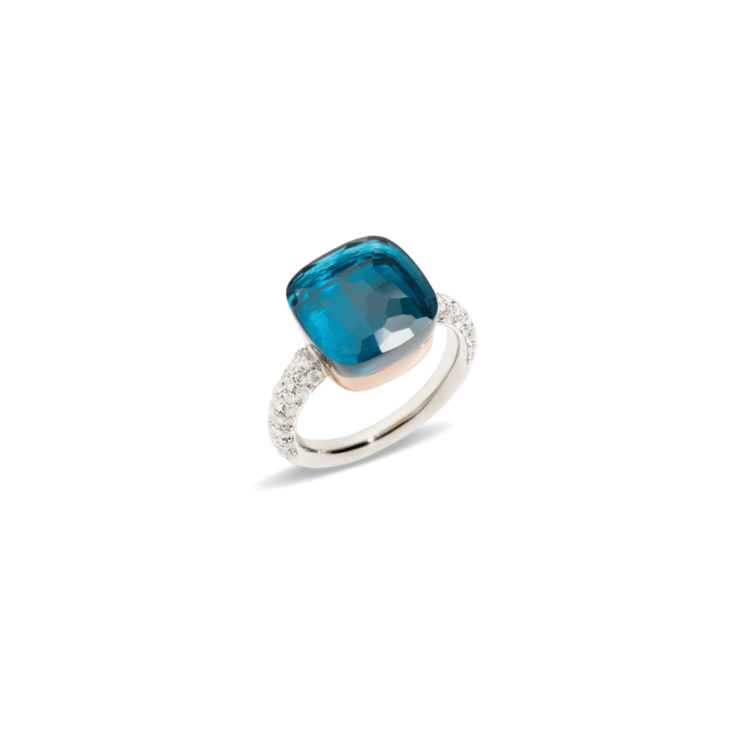 Pomellato Nudo Maxi London Blue Topaz & Diamonds Ring