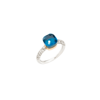 Pomellato Nudo Petit London Blue Topaz, Turquoise & Diamonds Ring