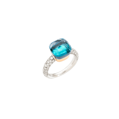 Pomellato Nudo Maxi Sky Blue Topaz, Agate & Diamonds Ring.