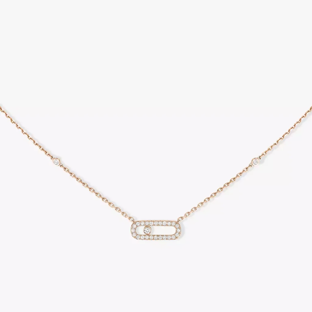 Messika Move Uno Pavé Pink Gold Diamond Necklace