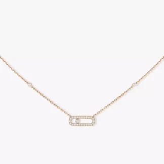 Messika Move Uno Pavé Pink Gold Diamond Necklace