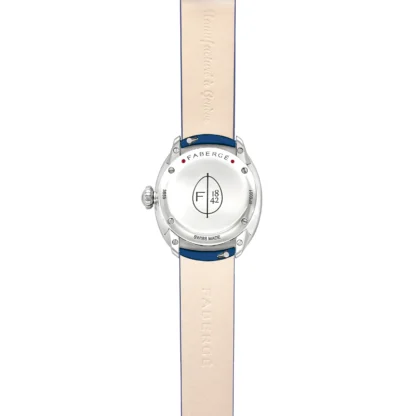 Eggsistence ST Blue Numerals & Rainbow Sapphires Watch - back view