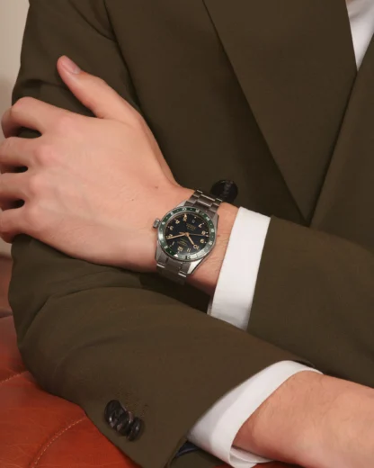 Spirit Zulu Time 39mm, Green Bezel, Stainless Steel on the wrist
